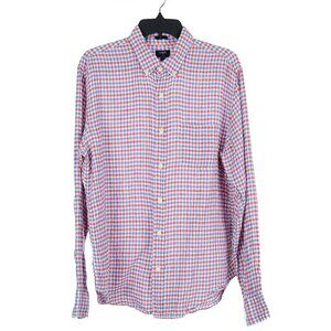 J.Crew Slim Fit Linen Button Front Check Shirt Men's Large